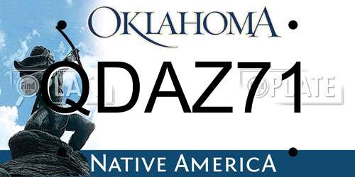 QDAZ71 Oklahoma License Plate