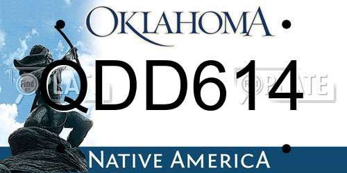 QDD614 Oklahoma License Plate