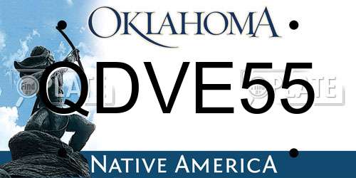 QDVE55 Oklahoma License Plate