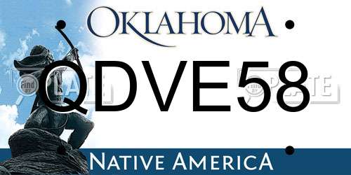 QDVE58 Oklahoma License Plate