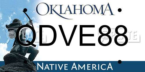 QDVE88 Oklahoma License Plate