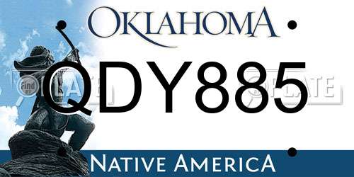 QDY885 Oklahoma License Plate