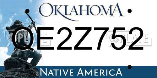 QE2Z752 Oklahoma License Plate