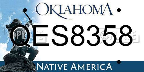 QES8358 Oklahoma License Plate