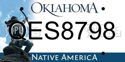 QES8798 Oklahoma License Plate