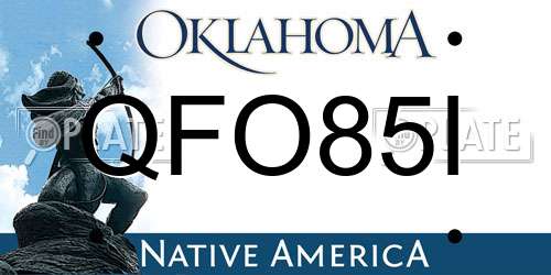 QFO85I Oklahoma License Plate