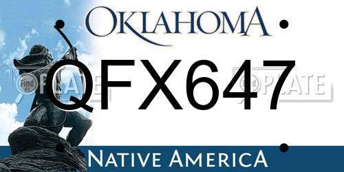 QFX647 Oklahoma License Plate