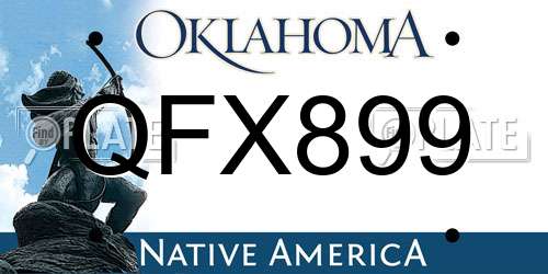 QFX899 Oklahoma License Plate