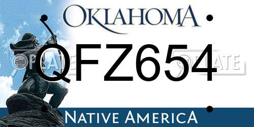 QFZ654 Oklahoma License Plate