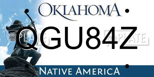 QGU84Z Oklahoma License Plate