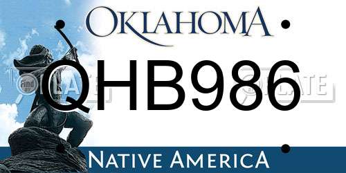 QHB986 Oklahoma License Plate