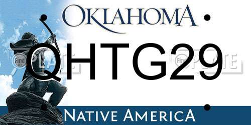 QHTG29 Oklahoma License Plate