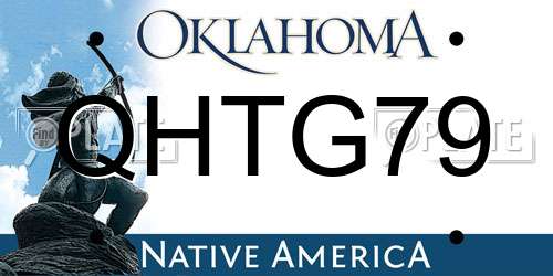 QHTG79 Oklahoma License Plate