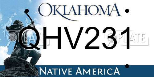 QHV231 Oklahoma License Plate