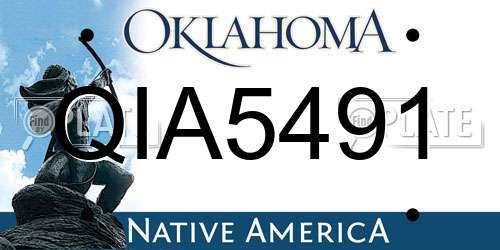 QIA5491 Oklahoma License Plate