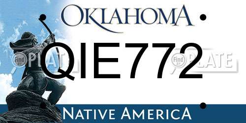 QIE772 Oklahoma License Plate