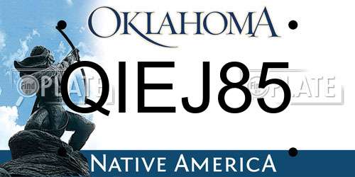 QIEJ85 Oklahoma License Plate