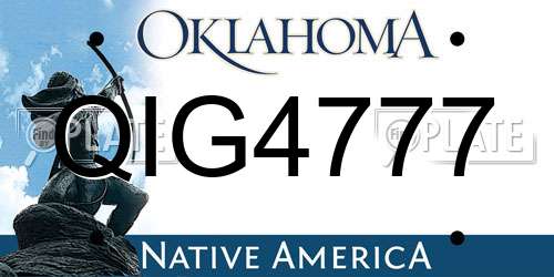 QIG4777 Oklahoma License Plate