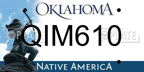 QIM610 Oklahoma License Plate