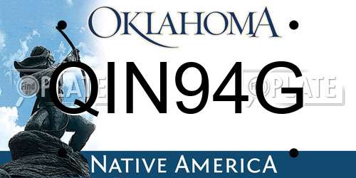 QIN94G Oklahoma License Plate