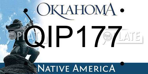 QIP177 Oklahoma License Plate