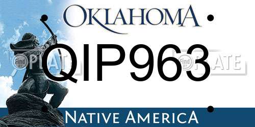 QIP963 Oklahoma License Plate