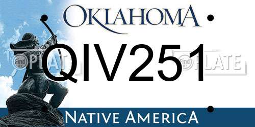QIV251 Oklahoma License Plate
