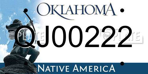 QJ00222 Oklahoma License Plate
