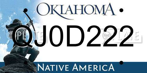 QJ0D222 Oklahoma License Plate