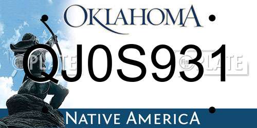 QJ0S931 Oklahoma License Plate