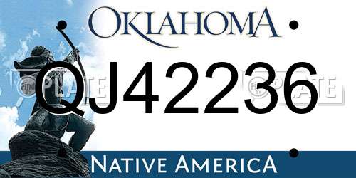 QJ42236 Oklahoma License Plate