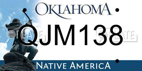 QJM138 Oklahoma License Plate