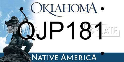 QJP181 Oklahoma License Plate