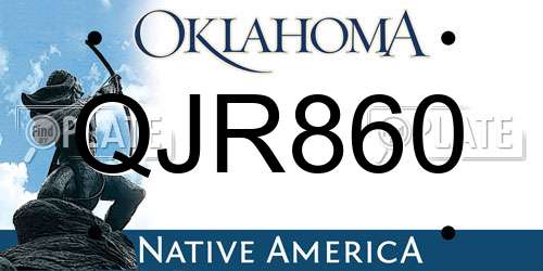 QJR860 Oklahoma License Plate