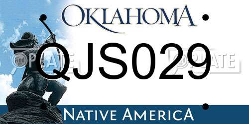 QJS029 Oklahoma License Plate