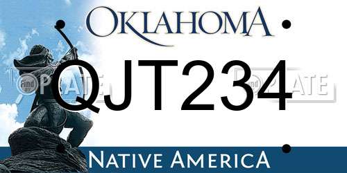 QJT234 Oklahoma License Plate