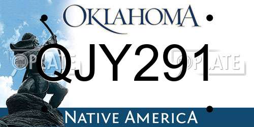 QJY291 Oklahoma License Plate