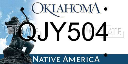 QJY504 Oklahoma License Plate