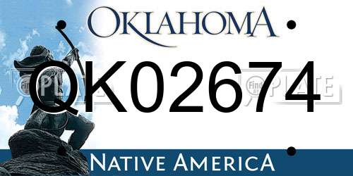 QK02674 Oklahoma License Plate