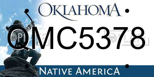 QMC5378 Oklahoma License Plate