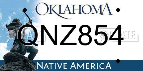 QNZ854 Oklahoma License Plate