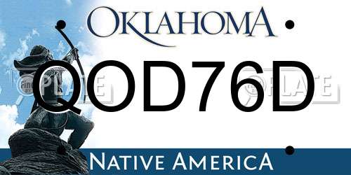 QOD76D Oklahoma License Plate