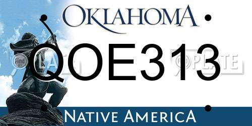 QOE313 Oklahoma License Plate