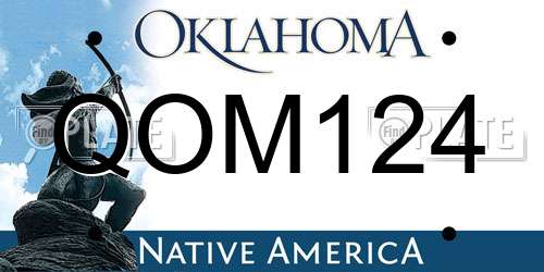 QOM124 Oklahoma License Plate