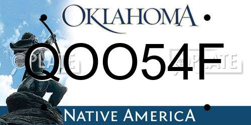 QOO54F Oklahoma License Plate