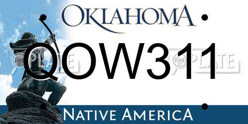 QOW311 Oklahoma License Plate
