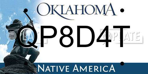 QP8D4T Oklahoma License Plate
