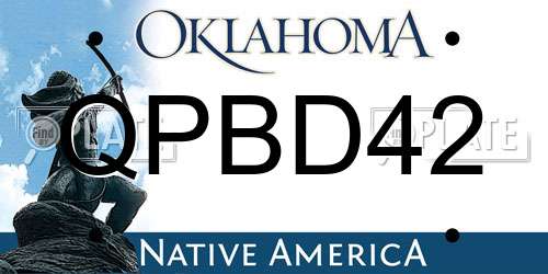 QPBD42 Oklahoma License Plate