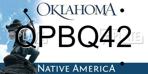 QPBQ42 Oklahoma License Plate