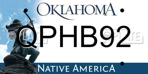 QPHB92 Oklahoma License Plate